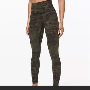 Lululemon Camo High Rise WunderUnder Leggings Size 6 Green Camouflage